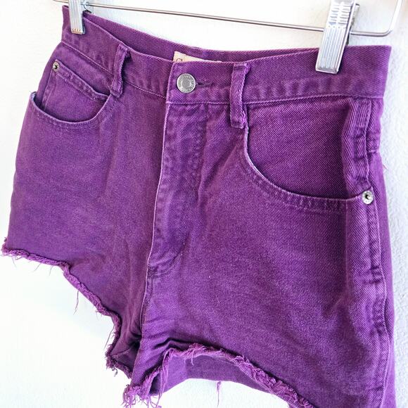 Vintage Great Land Trading Purple Denim High Waist Cut Off shorts - Picture 3 of 7